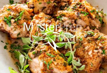 Chicken thigh w/herby garlic sauce