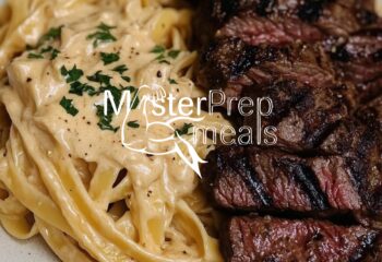 Garlic Parm steak Alfredo pasta